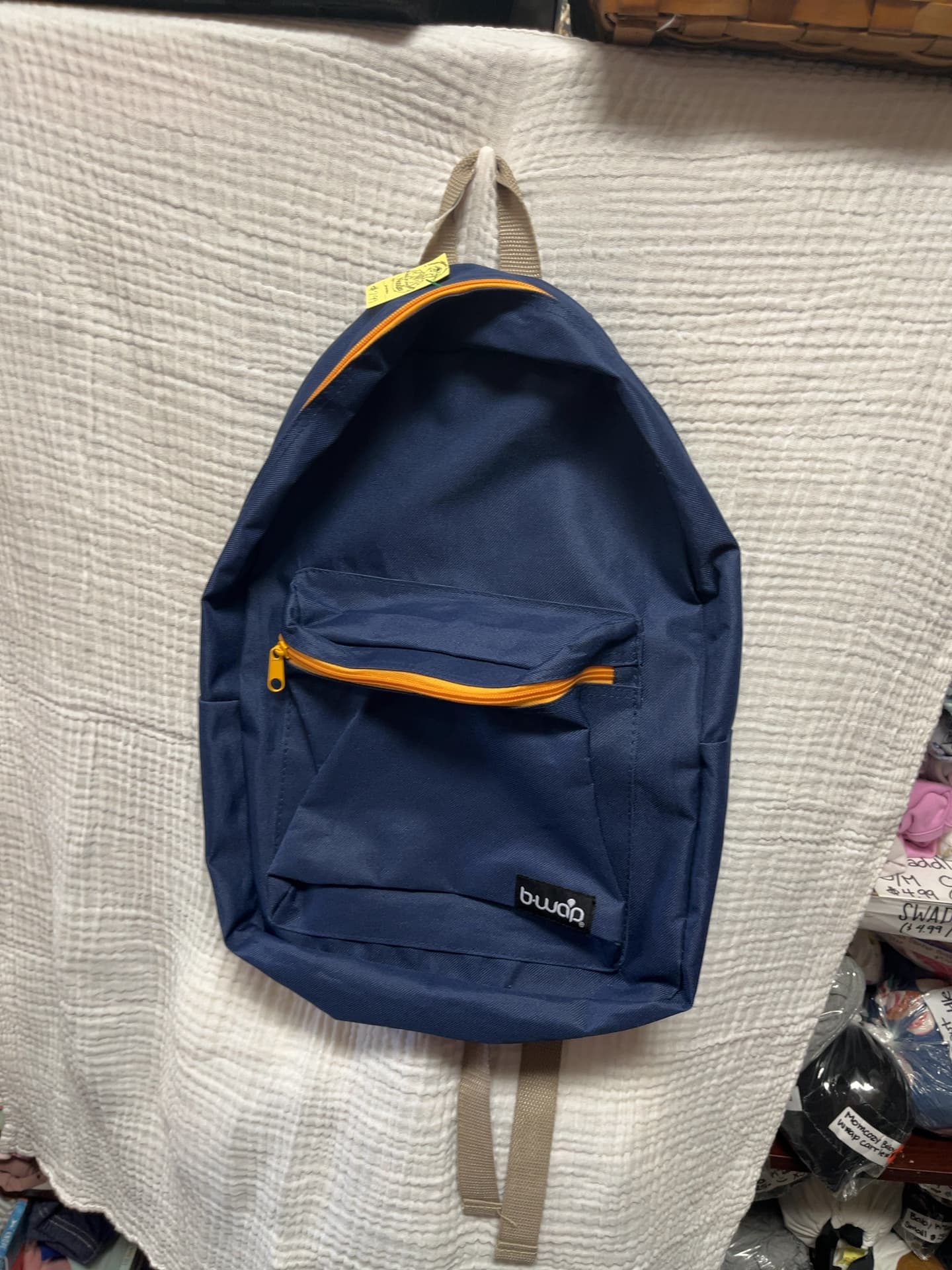 B.wap Navy Kids' Backpack with Orange Zipper Trim