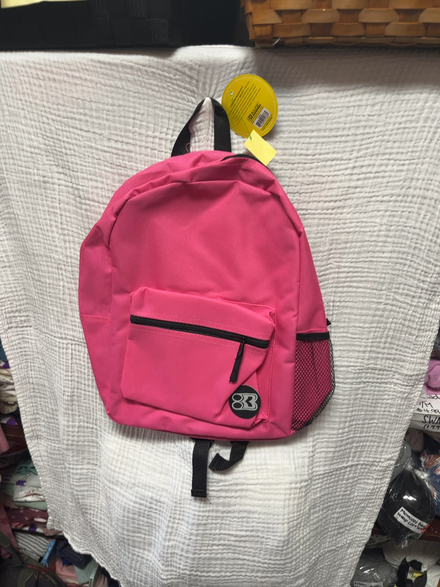 BAZIC Pink Backpack with Mesh Side Pocket - New with Tags